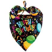 Dog Birthday Bandana Black with Multi Colour Balloons image