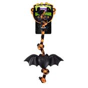 Smart Choice Halloween Bat Tugger Rubber &amp; Rope Dog Toy 40cm Black &amp; Orange image