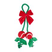 Rosewood Christmas Holly Jolly Rope and Tennis Ball Dog Toy 12x6x36cm