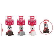 Smart Choice Christmas Dog Vinyl Dog 10cm Dog Toy (Brown/Grey/White)