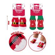 Smart Choice Christmas Pet Socks 4pk One Size - 10cm (Santa/Elf)