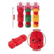 Smart Choice Christmas Plush Squeak/Crinkle Cracker 22cm Dog Toy (Red/Green/Orange)
