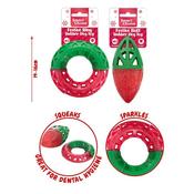 Smart Choice Christmas Red/Green Festive Rubber Ring or Rugby Ball Dog Toy
