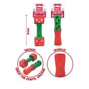 Smart Choice Christmas Red/Green Rubber Dumbbell or Baton 18.5cm Dog Toy