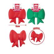 Smart Choice Christmas Rubber Squeaky Festive Bow 15cm Dog Toy