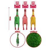 Smart Choice Christmas Sparkle Vinyl Honk Chicken 30cm Dog Toy (Green/Red/Gold)