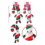 Smart Choice Christmas Squeaky Plush Candy Cane 25cm Dog Toy (Green Stripe/Blue Stripe)