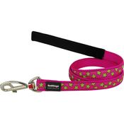 Dog Lead Red Dingo STYLE STARS LIME ON HOT PINK 2 x 120 cm image