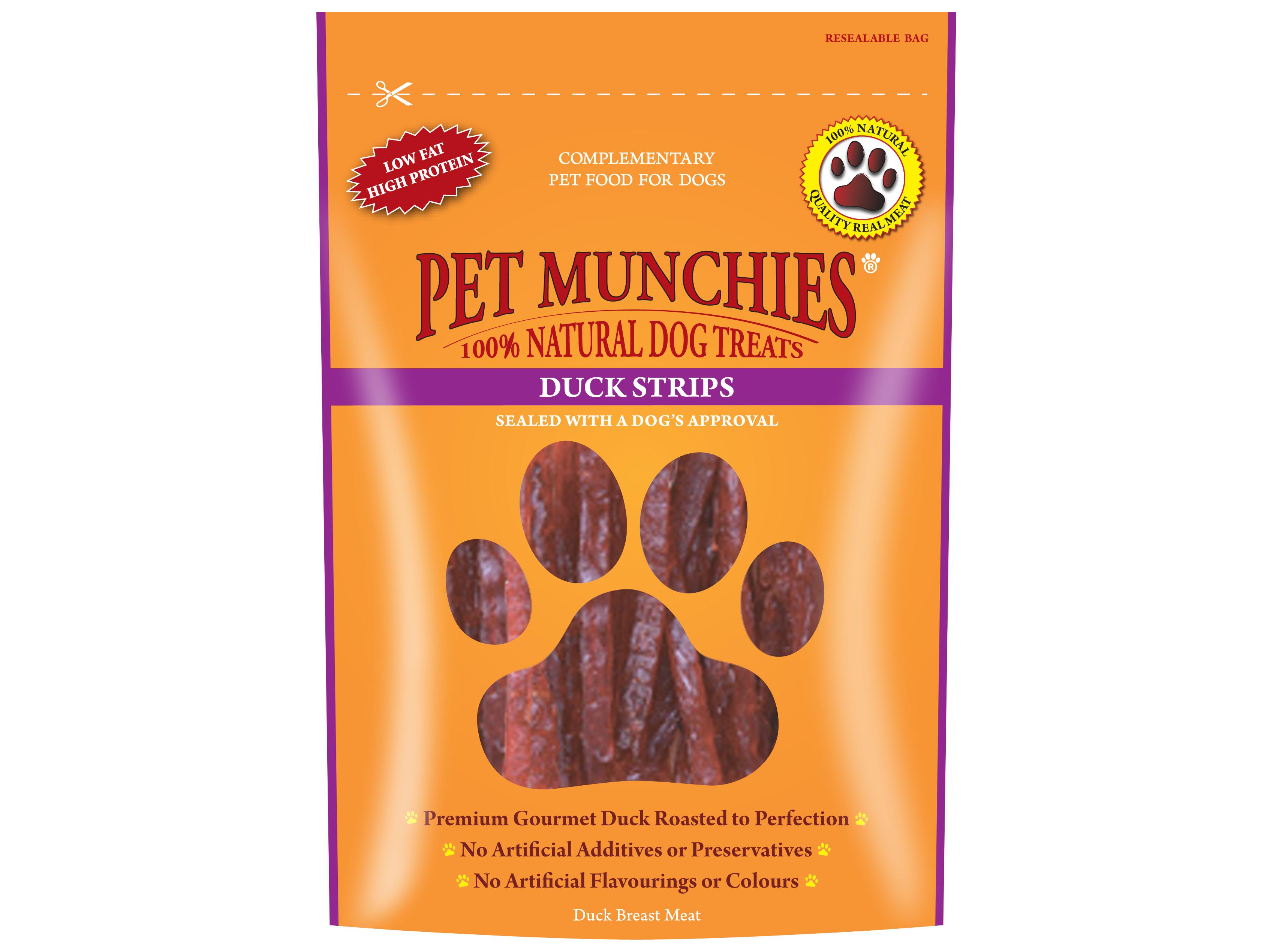 Pet Munchies Duck Strips 90G Dog Treats - Low Fat, High Protein, 100% Natural, No Artificial Additives, Preservatives, or Colours, Made with Duck Breast Meat