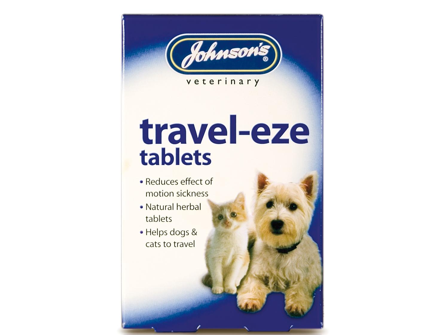 Johnson's Travel-Eze Tablets for Dogs & Cats - Reduces Motion Sickness, Natural Herbal Tablets, Helps Travel