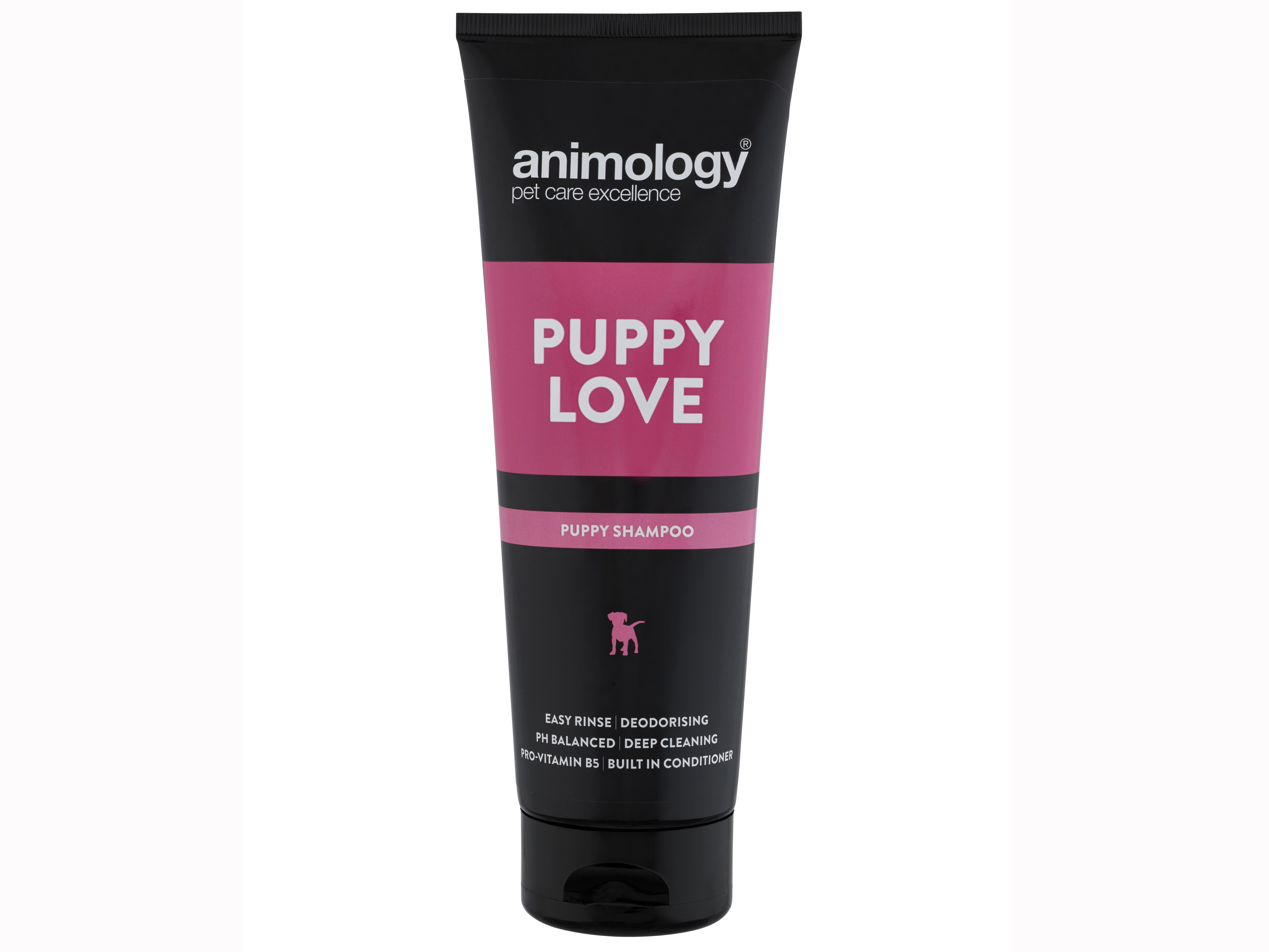Animology Puppy Love Puppy Shampoo 250ml - Easy Rinse, Deodorising, 100% Vegan, Deep Cleaning, Built in Conditioner, Image Features