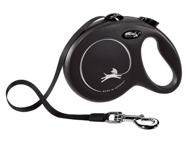 Flexi Classic Black Tape Dog Lead 5m with Hook