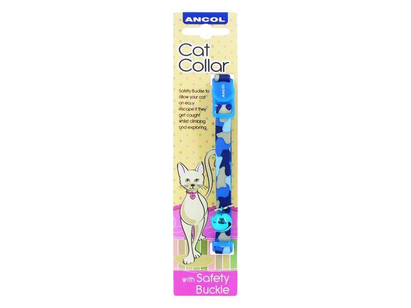 ANCOL Camouflage Blue Cat Collar with Bell and Safety Break-away Buckle