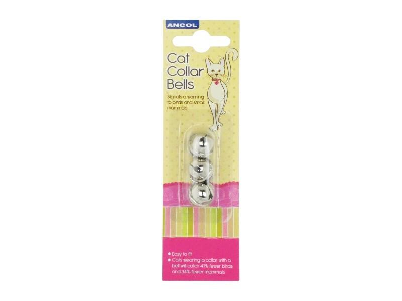 Ancol Chrome Cat Collar Bells 3pk - Warning to Birds & Small Mammals
