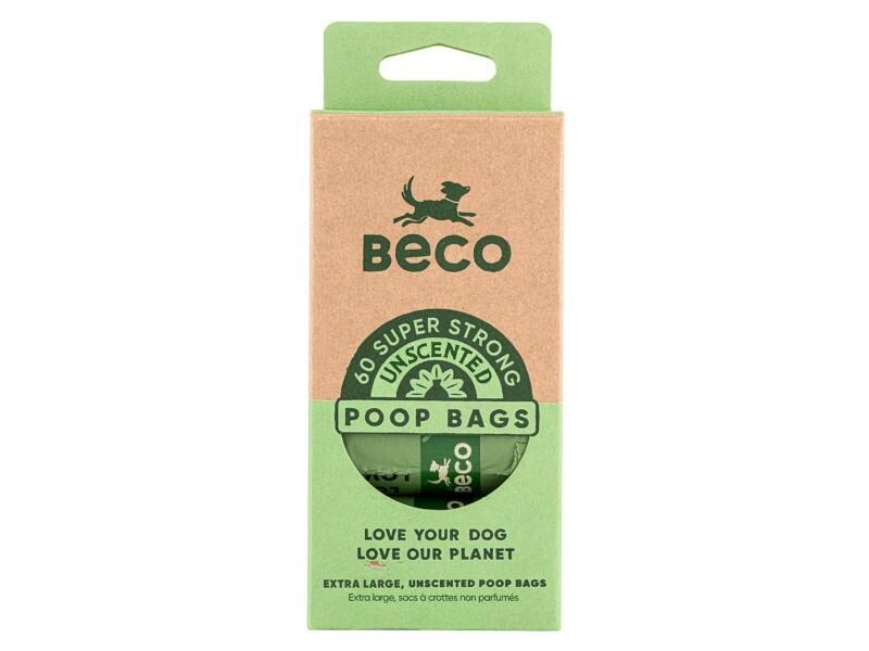 Beco Degradable Poop Bags 60pk Extra Large Unscented Super Strong Leak-Proof Recycled Material Fits Standard Dispensers