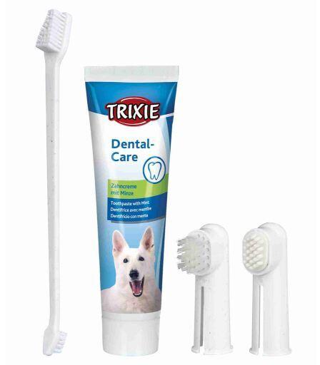 TRIXIE Dental Hygiene Set for Dogs - Includes Toothpaste, Toothbrush, Finger Brush, Dental-Care