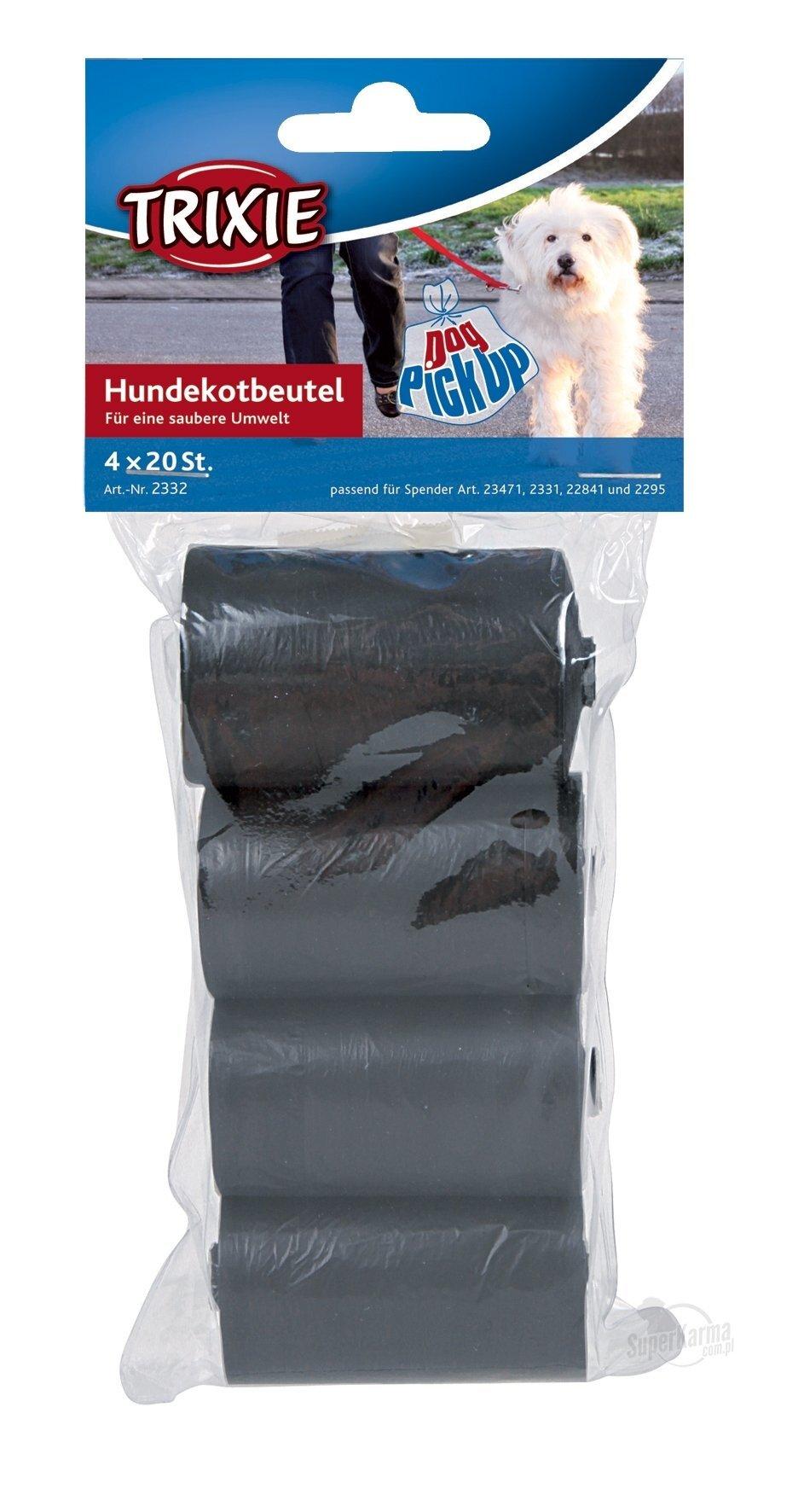 TRIXIE Poop Bags 80 Bags Black Plastic for Medium Dogs Leak-Proof Fits Dispensers