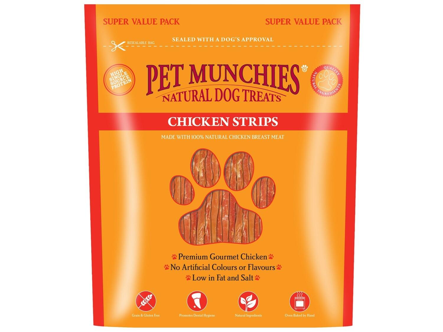 Pet Munchies Chicken Strips 90g Dog Treats - Premium Gourmet Chicken, High Protein, Grain & Gluten Free, Oven Baked, No Artificial Colours/Flavours, Low Fat/Salt
