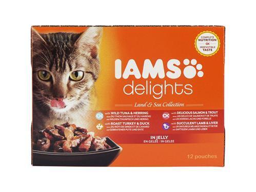 IAMS Delights Cat Pouches Land & Sea Collection In Jelly 12 Pouches