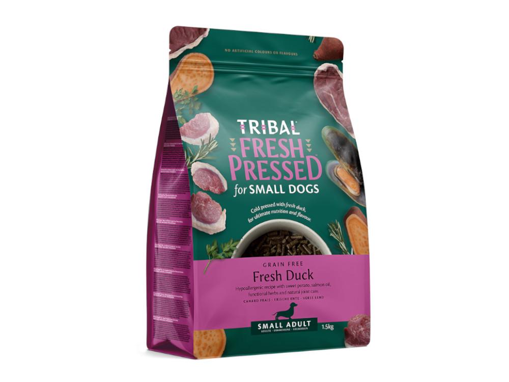 Tribal Fresh Pressed Adult Small Breed Duck Cold Pressed Dog Food 1.5kg Size S Meat Meal Free Hypoallergenic Grain Free Joint Care