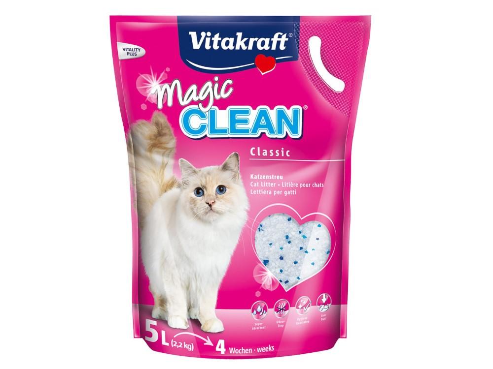 Vitakraft Magic Clean Cat Litter Silicone Gel Odor-Stop Rapid Absorption Antibacterial Low Dust Compostable Size 5L (2.2kg)