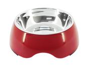 CHEEKO 2 IN 1 DOG BOWL S/STEEL &amp; RED 950ML 18CM image