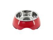 CHEEKO 2 IN 1 DOG BOWL S/STEEL &amp; RED 250ML 11CM image