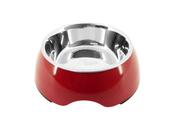 CHEEKO 2 IN 1 DOG BOWL S/STEEL &amp; RED 500ML 14CM image