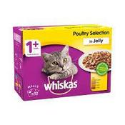 WHISKAS® Poultry Feasts in Jelly 1+ Adult Wet Cat Food Pouches 12,  x 85g image