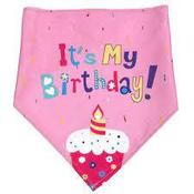Pink " Its my birthday " dog bandana image