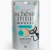 SCHESIR CAT FOOD  SPECIAL Skin &amp; coat salmon With Chicken in mousse 70g in pouch image