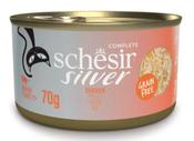 SCHESIR Chicken in broth 70g in can Complete and balanced wet food for senior cats image