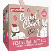 CUPID &amp; COMET FESTIVE BALL GIFT BOX CAT TOYS