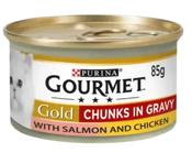 PURINA GOURMET® Gold Chunks in Gravy Salmon and Chicken Wet Cat Food image