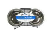 Stainless Steel Double Dog Bowl - 430ml x 2 image