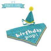 Birthday Dog Bandana and Hat -Blue image