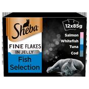 Sheba Fine Flakes Fish Selection In Jelly 12x85g image