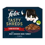 Felix Tasty Shreds Farm Selection In Gravy 12 X 80g Pouches