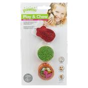 Pawise Wood N Loofah Small Animal Toy Mix 3pk