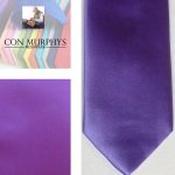 Mens Polyester Tie - Plain Coloured Dark Lilac - Pocket Square Only