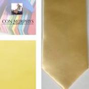 Mens Polyester Tie - Plain Coloured Lemon - Bow, pocket square and mask