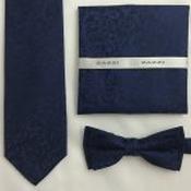 Mens Polyester Tie - Floral Pattern Navy - Bow Tie Only