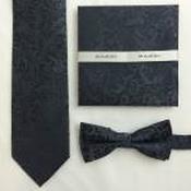 Mens Polyester Tie - Floral Pattern Charcoal - Mask Only