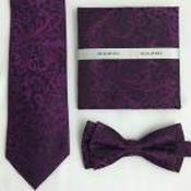 Mens Polyester Tie - Floral Pattern Magenta - Mask Only