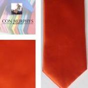 Mens Polyester Tie - Plain Coloured Orange - Tie, pocket square and mask image