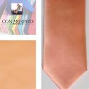 Mens Polyester Tie - Plain Coloured Peach - Bow, pocket square and mask image