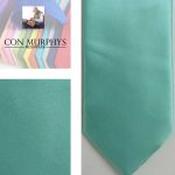 Mens Polyester Tie - Plain Coloured Mint - Bow, pocket square and mask image