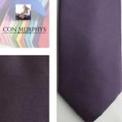 Mens Polyester Tie - Plain Coloured Grape - Bow, pocket square and mask image