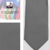 Mens Polyester Tie - Plain Coloured Oyster Grey - Tie Only image