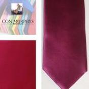 Mens Polyester Tie - Plain Coloured Cerise - Bow, pocket square and mask image